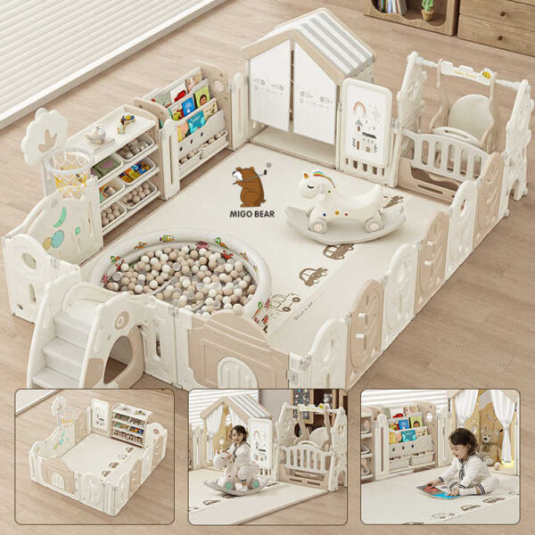 H244f02d3c27d454495bc2684007fc587e.jpg_720x720q50.jpg MIGO Bear Foldable Kids Playpen Set