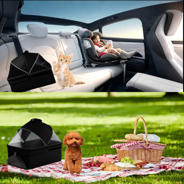 546379141 2-in-1 folding dog cart, pet folding cart, four-wheel dog/cat cart, waterproof pad, car seat, sun visor