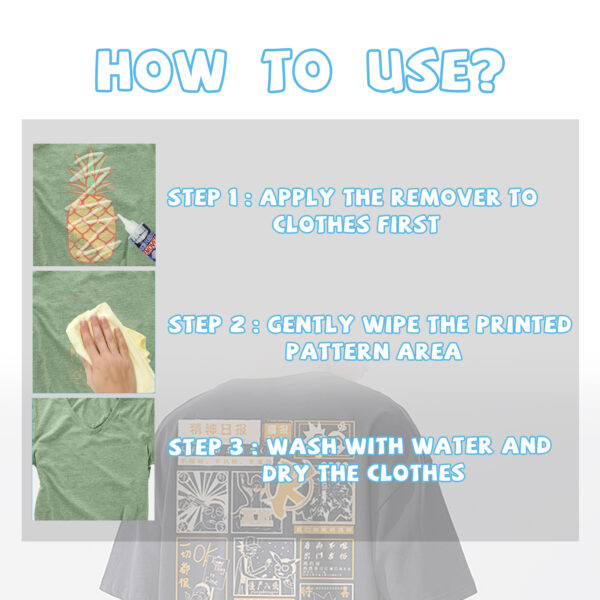 546375136 Clothing Printing Remover, Clothing Cleaning Fabric Print Pattern Pattern Letter Cleaning Remover