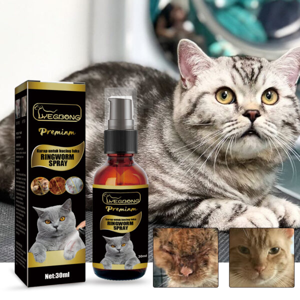 546378717 Cat Ringworm Spray, Pet Cats Anti-Mite Cat Moss Care Skin External Use Anti-Itch Spray