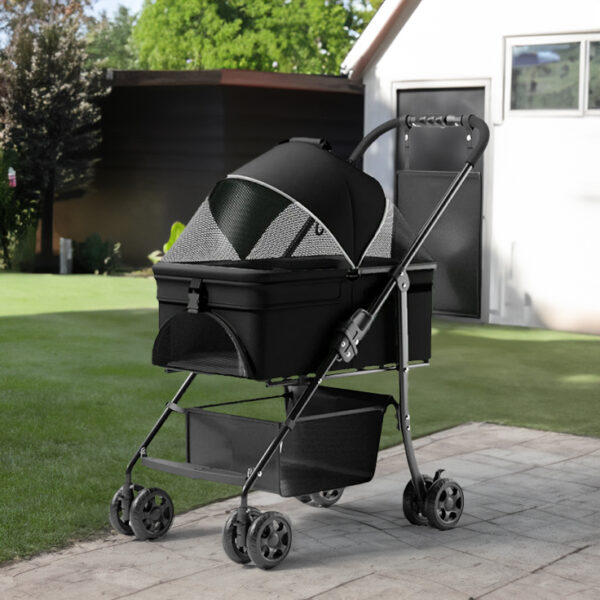 546379135 2-in-1 folding dog cart, pet folding cart, four-wheel dog/cat cart, waterproof pad, car seat, sun visor