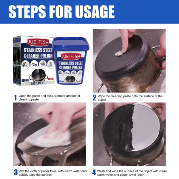 546374408 Stainless Steel Cleaning Cream, Kitchen Decontaminant Pot Rust, Pot Bottom, Stove Top Black Scale Cleaning Cream