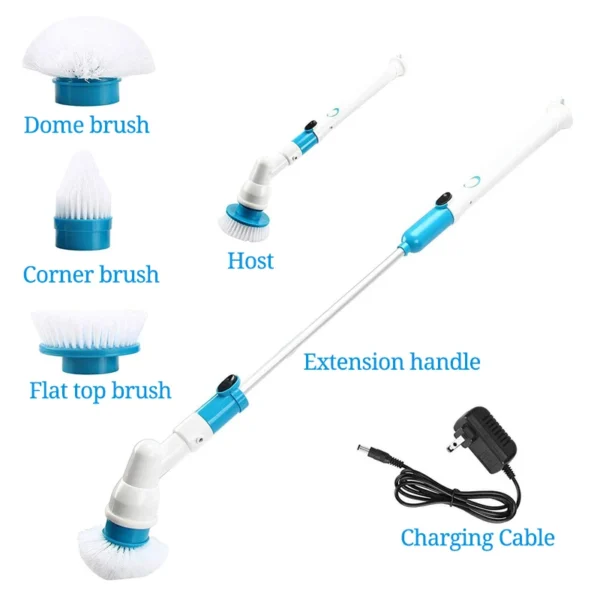 546375883 Electric Spin Scrubber Turbo Scrub Cleaning Brush Cordless Chargeable Bathroom Cleaner with Extension Handle Adaptive Brush Tub