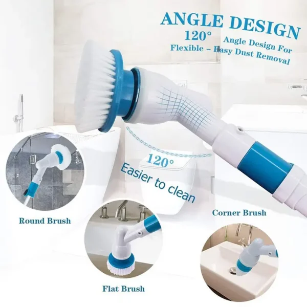 546375881 Electric Spin Scrubber Turbo Scrub Cleaning Brush Cordless Chargeable Bathroom Cleaner with Extension Handle Adaptive Brush Tub