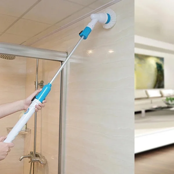 546375878 Electric Spin Scrubber Turbo Scrub Cleaning Brush Cordless Chargeable Bathroom Cleaner with Extension Handle Adaptive Brush Tub